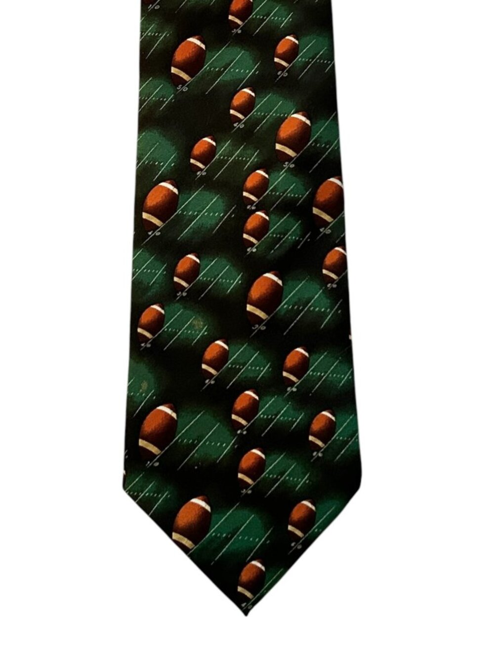 Parquet Mens Sports Necktie Football Print Green Field Grid Novelty Theme Tie